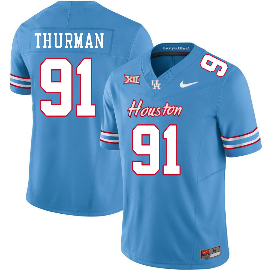 Houston Cougars #91 Nick Thurman College Football Jerseys Stitched Sale-Oilers